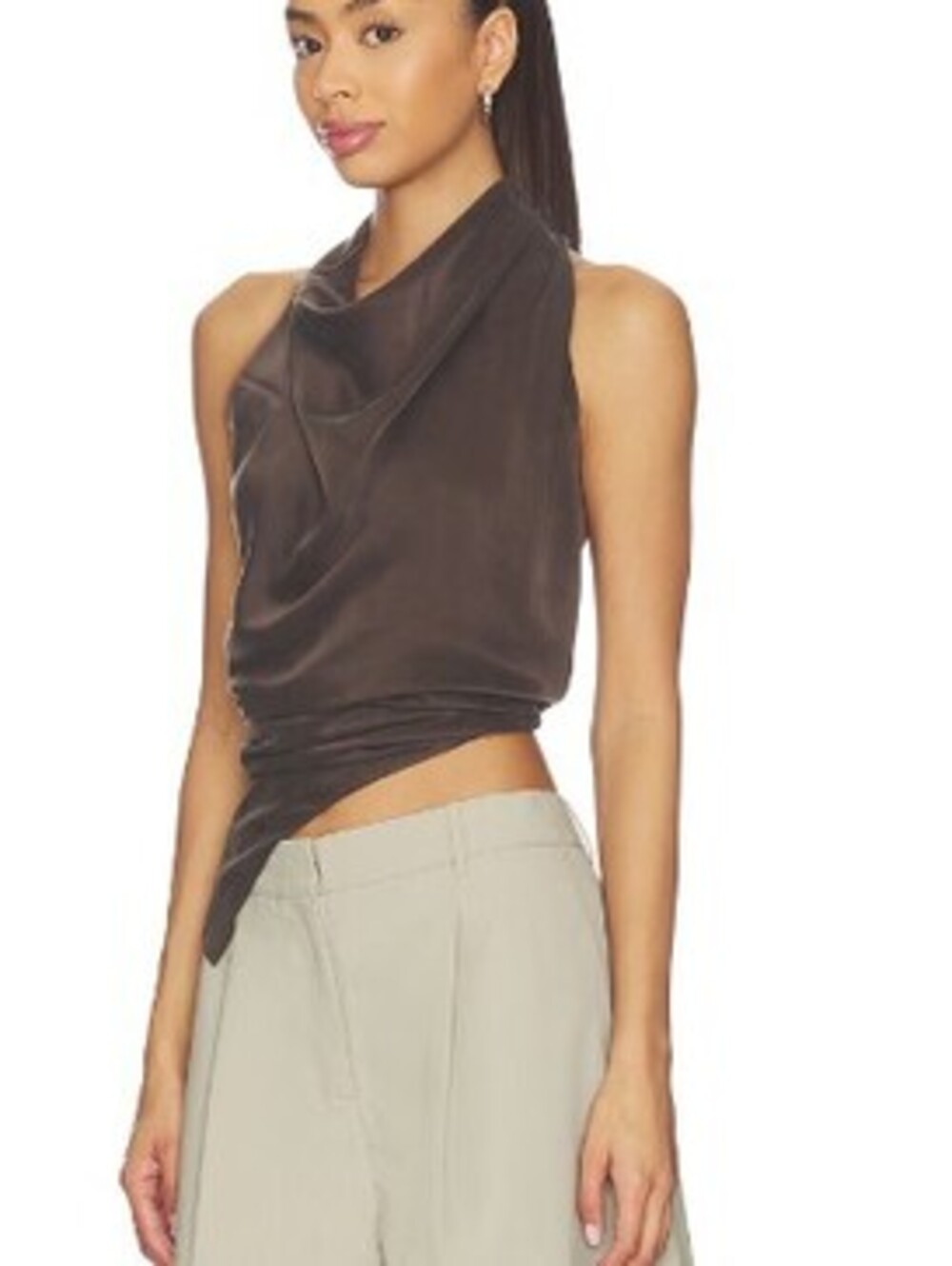 eaves Frida Silk Top brown